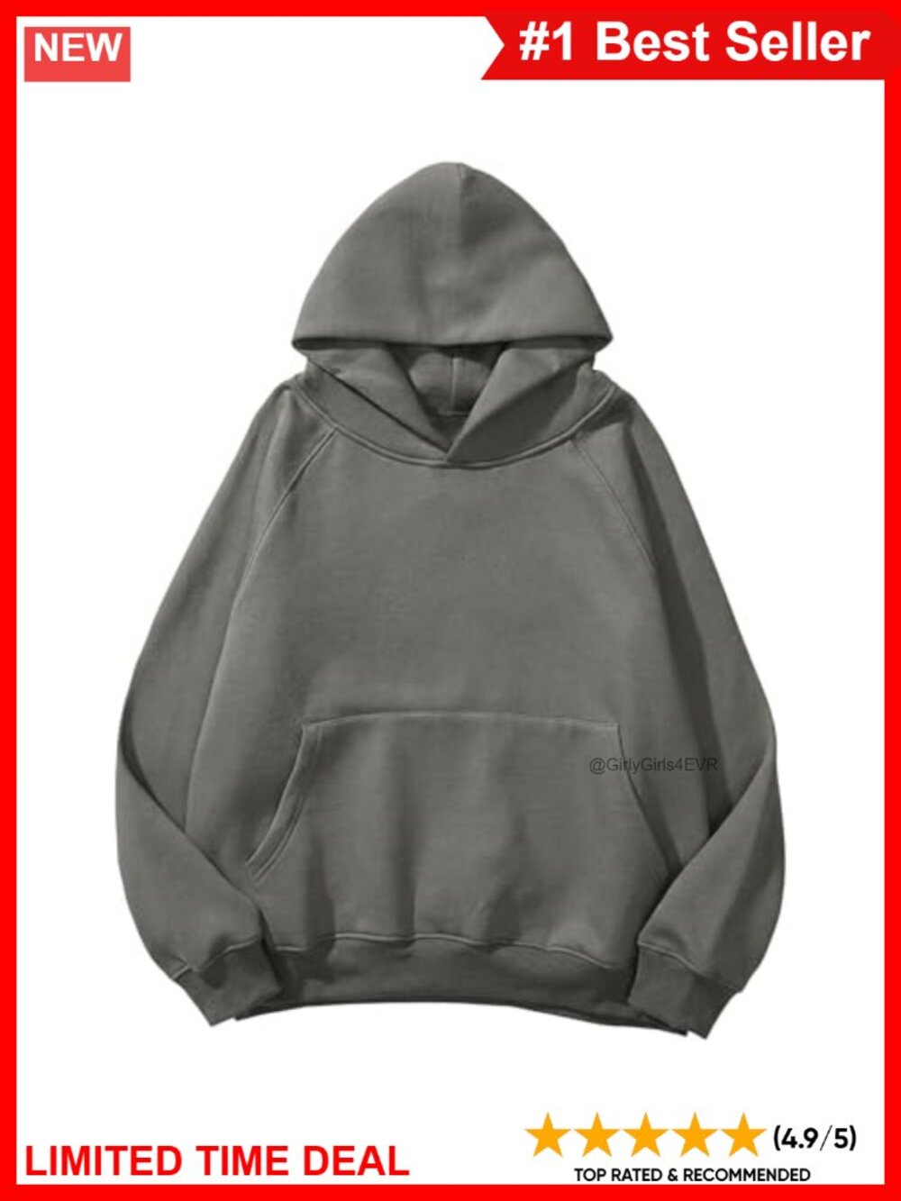 Oversized Fleece Hoodie Sweatshirt Pullover Pocket Long Sleeve Casual